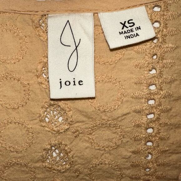 Joie Crochet Eyelet Tan Sleeveless V-Neck Top Size XS - Picture 2 of 9